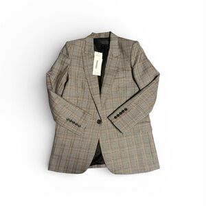 Nili Lotan Plaid Wool Blazer and pants in Brown and Black